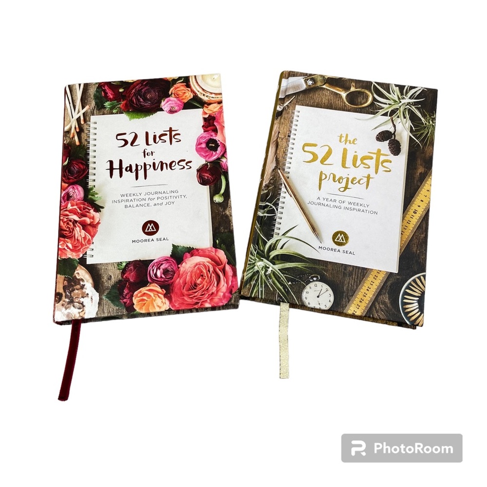 Bundle of two Moorea Seal 52 lists hardcover journals